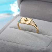 simple north star starburst signet rings korean round finger color geometry square ring flower ring party gift