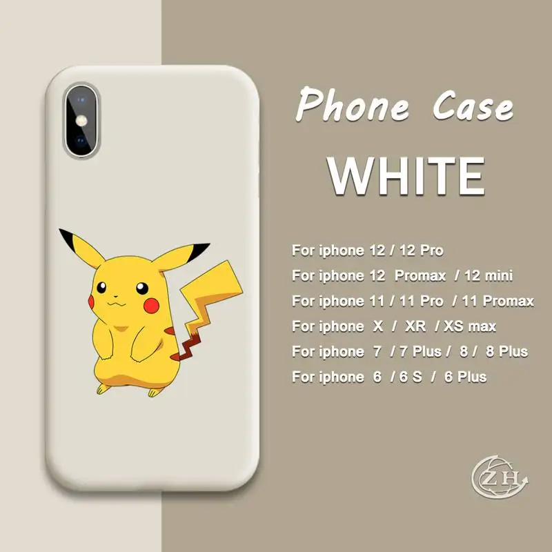 

Pikachu Phone Case White For Iphone 12 11 PRO MAX X XS XR 6S 7 8 PLUS SE Cases Cover
