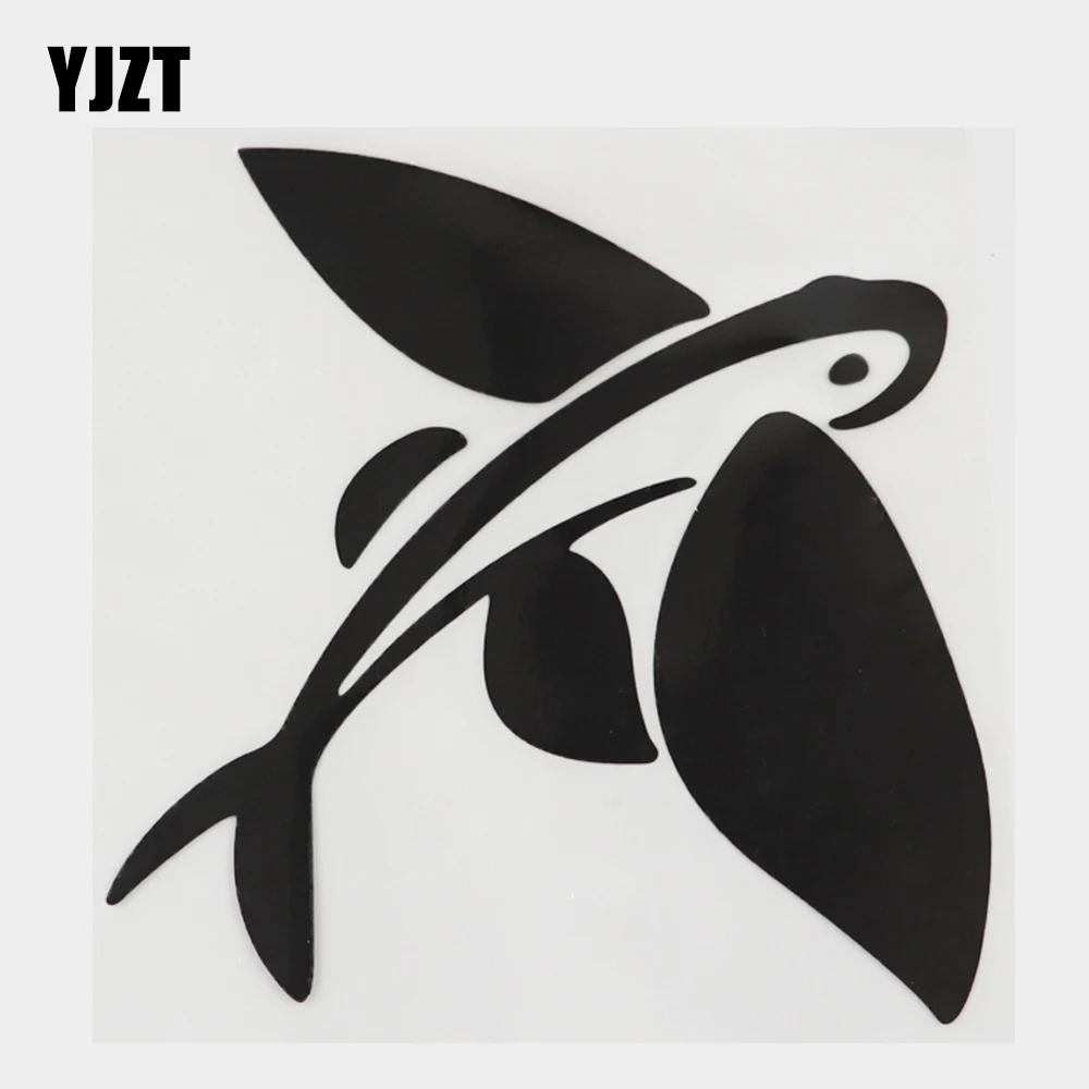 

YJZT 13.8CM×14.1CM Personality Marine Animal Flying Fish Decal Car Sticker Vinyl 18A-0424