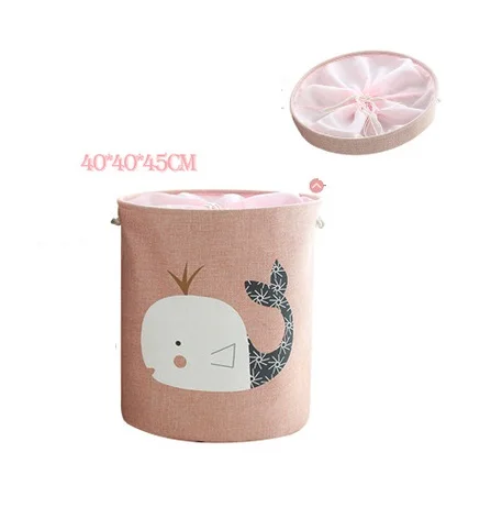 40x45cm(with lid) Высококачественная Складная Брезентовая корзина для грязной одежды из мультфильма, ведро для хранения детских игрушек, покрывало и коробка для хранения журналов, Органайзер - Цвет: 40x45cm(with lid)