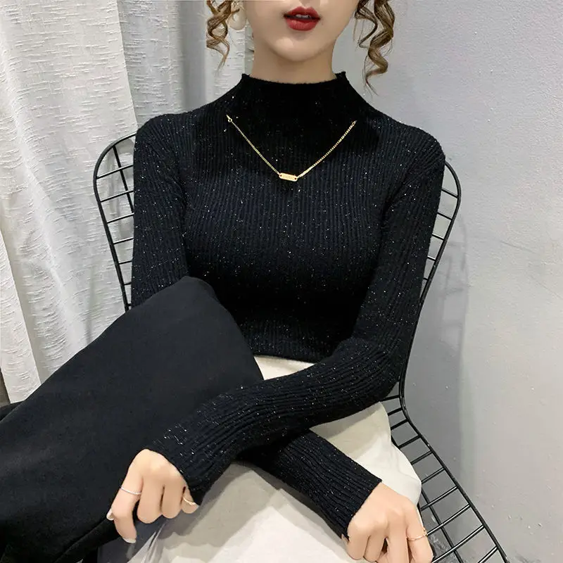 

Women's half turtleneck sweater bottom shirt with autumn and winter 2020 new top
