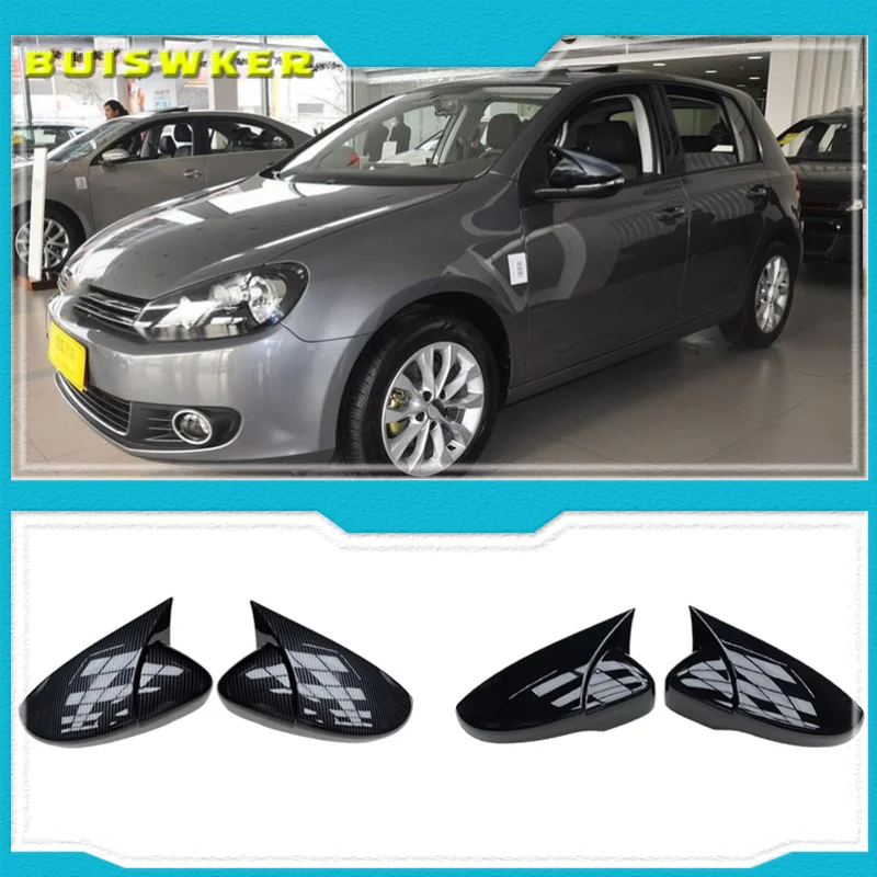 

For Volkswagen GOLF 6 VI MK6 GTI R Line R20 Touran Carbon Fiber Pattern Mirror Case Black Side Wing Rearview Mirror Cover
