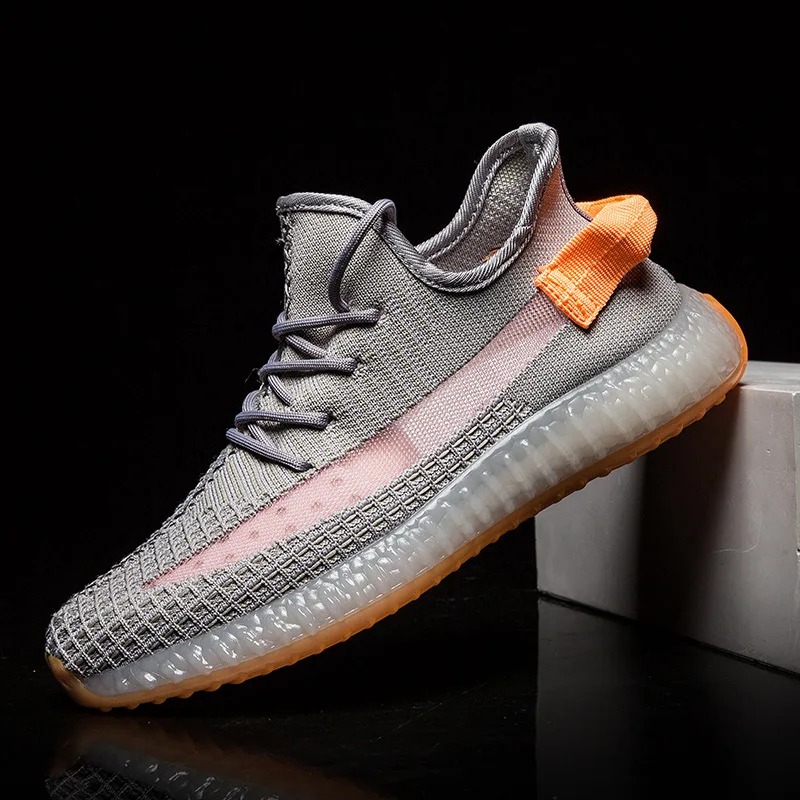 Men's handmade breathable flying woven running striped lace soft bottom sneakers trend wild fashion casual flat shoes