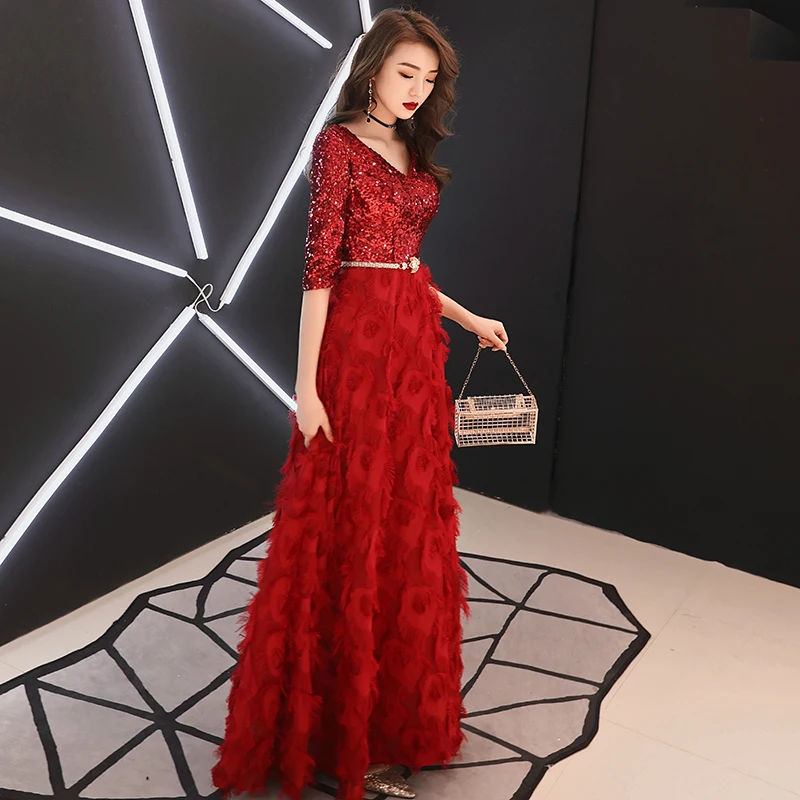 Wei yin AE0214 Robe De Soiree 2020 Новые Элегантные трапециевидные кружевные Длинные вечерние