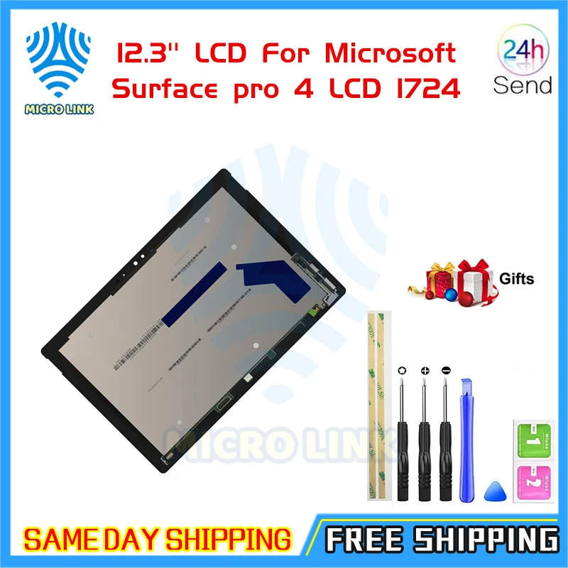 

ЖК-дисплей 12,3 ''для Microsoft Surface pro 4, ЖК-дисплей 1724 дюйма, сенсорный экран с дигитайзером, полная сборка, с платой, дисплей для surface pro 4