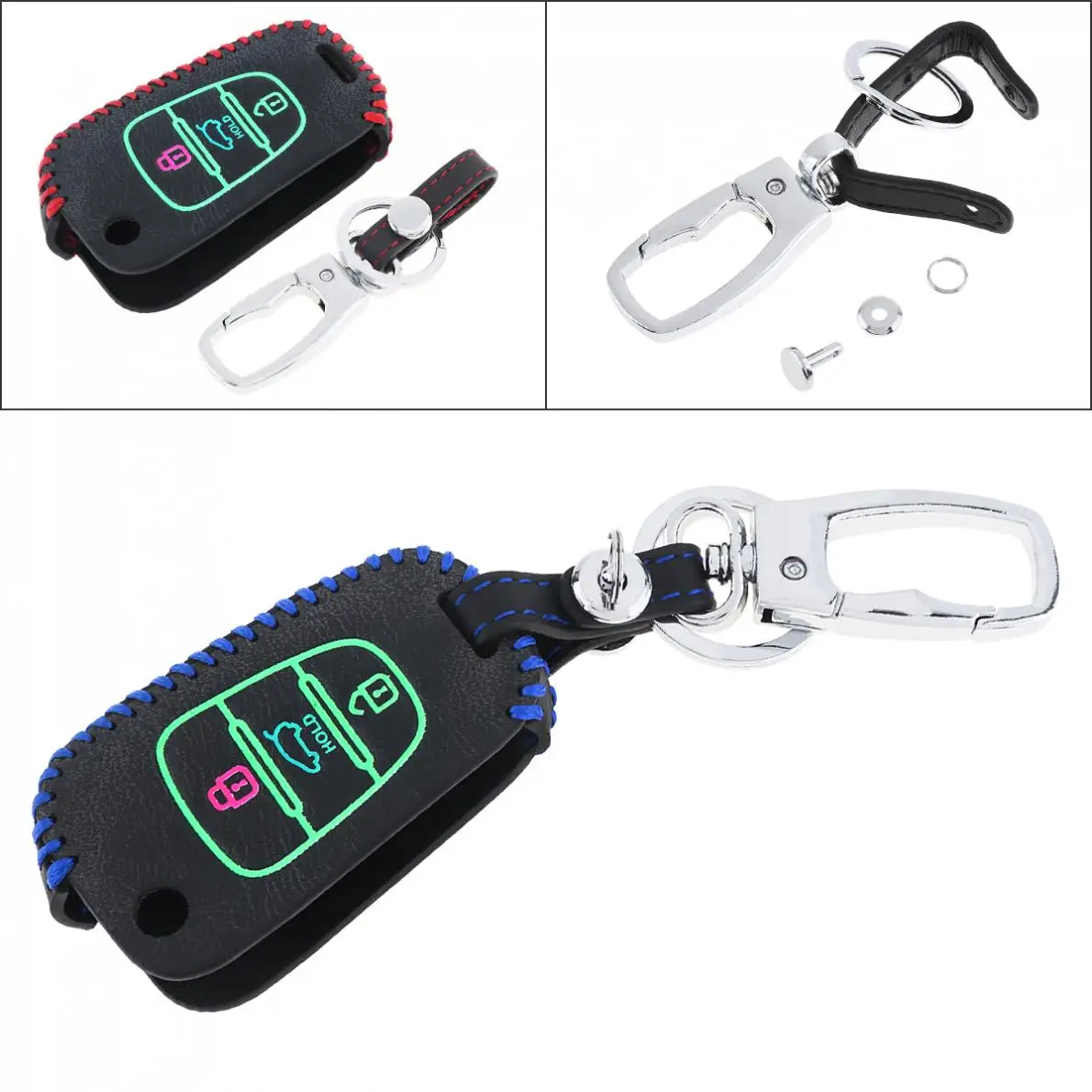 3 кнопки ручной работы 3D кожаный фосфоресцирующий чехол для ключей автомобиля