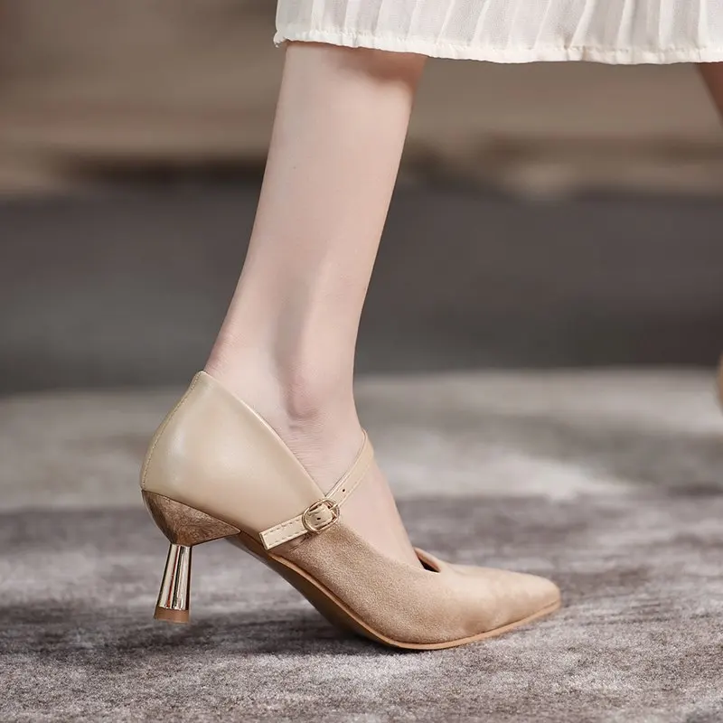 

African Woman Shoe 2021 High Heels Pointed Toe Branded Pumps Shallow Mouth Burgundy Spring Latest Spikes Casual Fashion Velvet B