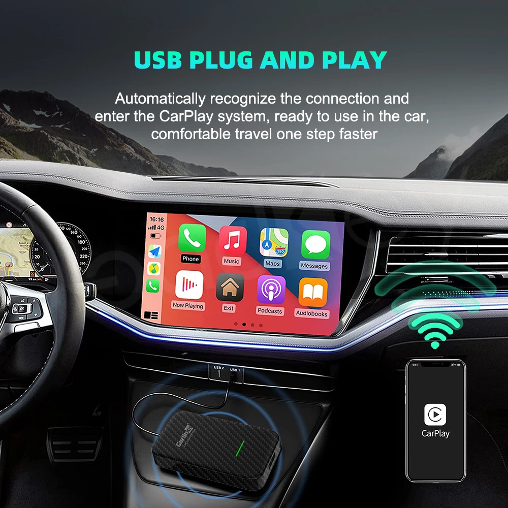 carlinkit 3 0 wireless apple carplay activator ios 15 on mazda toyota fiat pionner volvo renault carbon fiber scratch resistant free global shipping