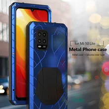Case For Xiaomi Mi 10 Lite 5G with Tempered Glass Heavy Duty Protection Armor Shockproof Hard Aluminum Metal Mobile Phone Cases