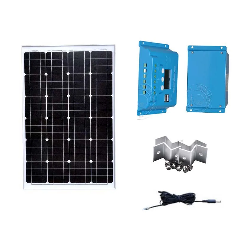 

Solar Panel Kit 60W 12v Solar Battery Charger Solar Charge Controller 10A 12v/24v 10A LCD Caravan Car Camp Phone LED Light RV