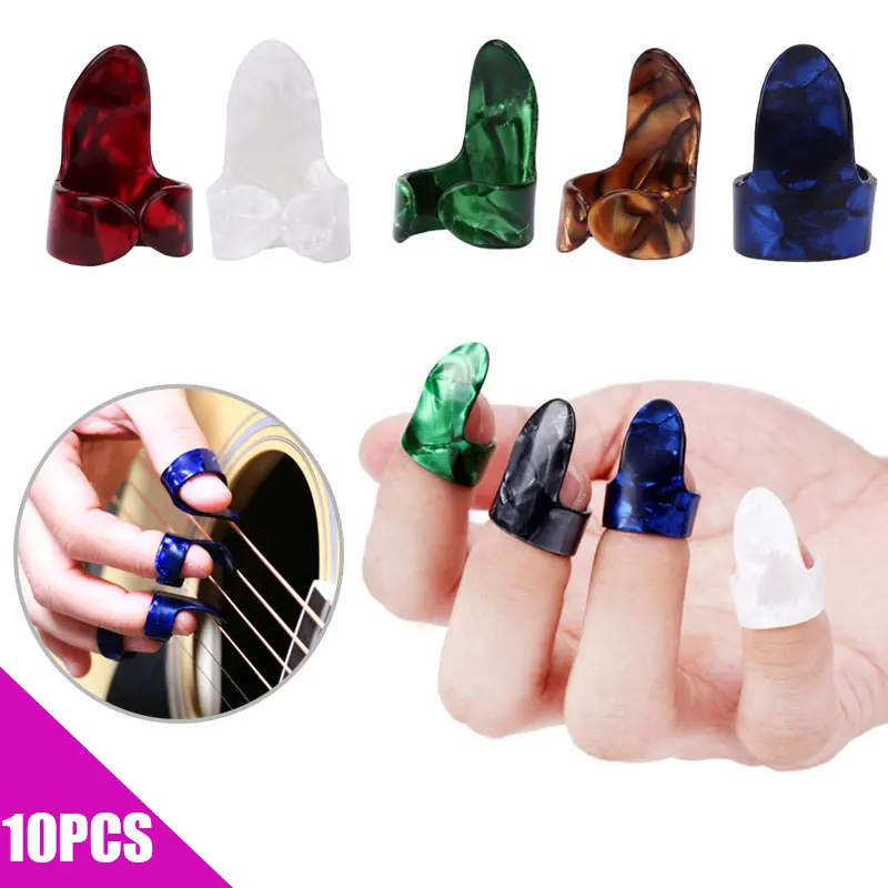 

Hot 10 Pcs Thumb Finger Guitar Picks Plectrum Paddle Stainless Steel Instrument Accessory DO2