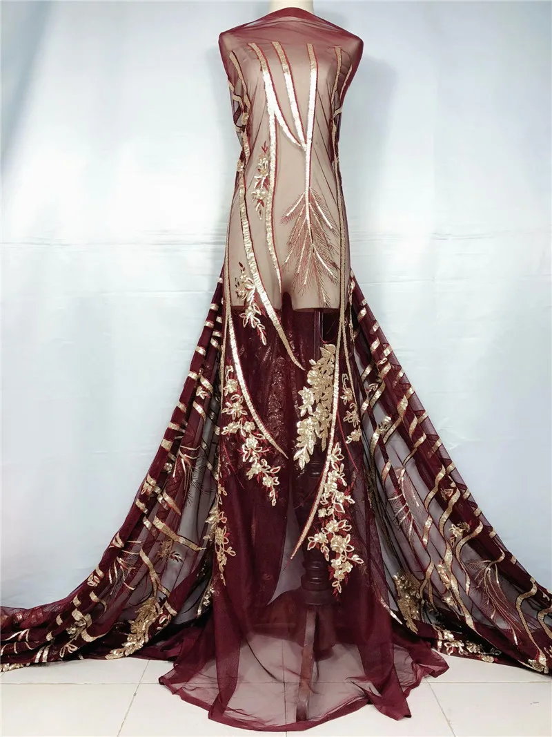 Тюль кружевная ткань с красивыми цветами Высококачественная блестками Красивая