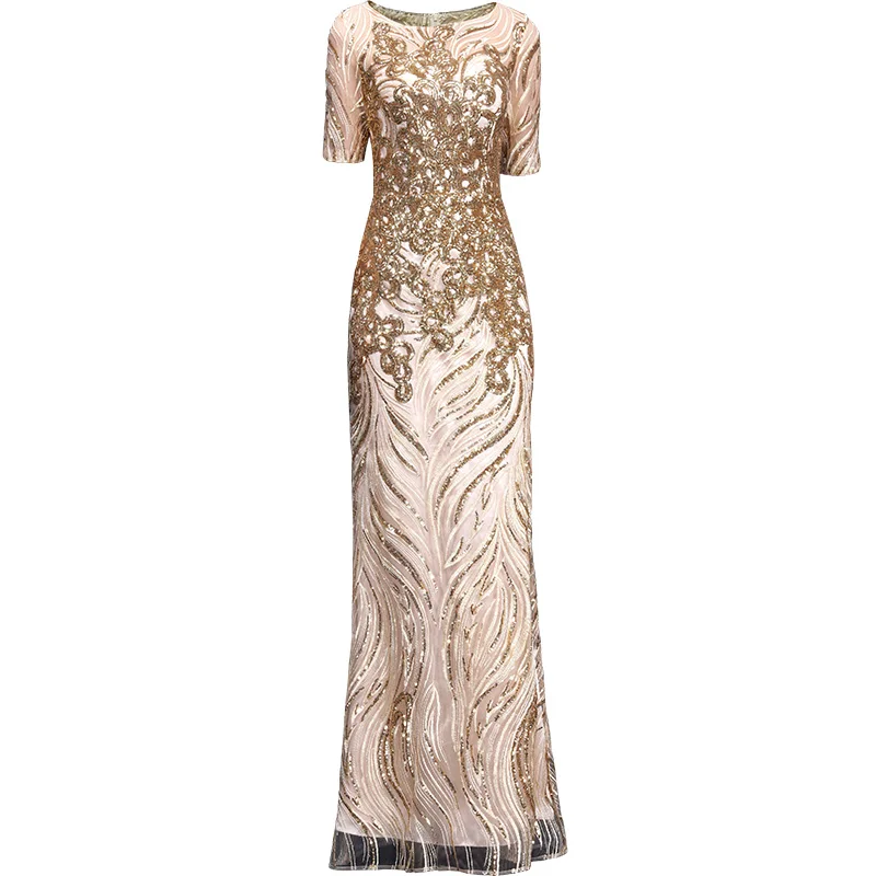 

tailor store can make any style dress gold sequin evening dress simple elegant sequin dress gold fish tail dress formal dress