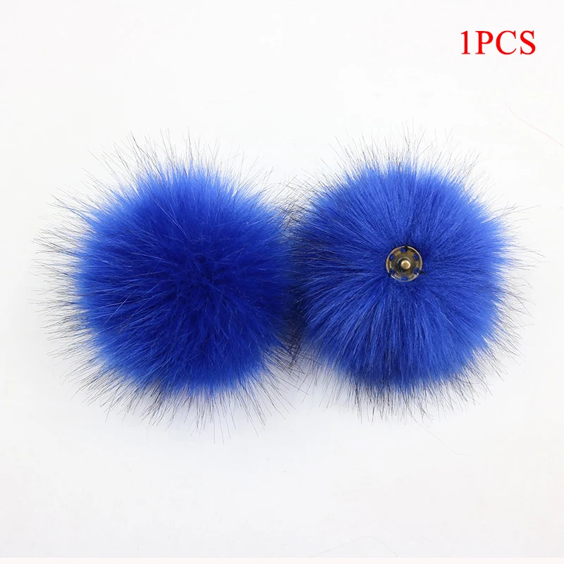 royal blue Помпон из искусственного меха ручной работы,, аксессуары из искусственного меха лисы, помпон с пряжкой, 10 см - Цвет: royal blue