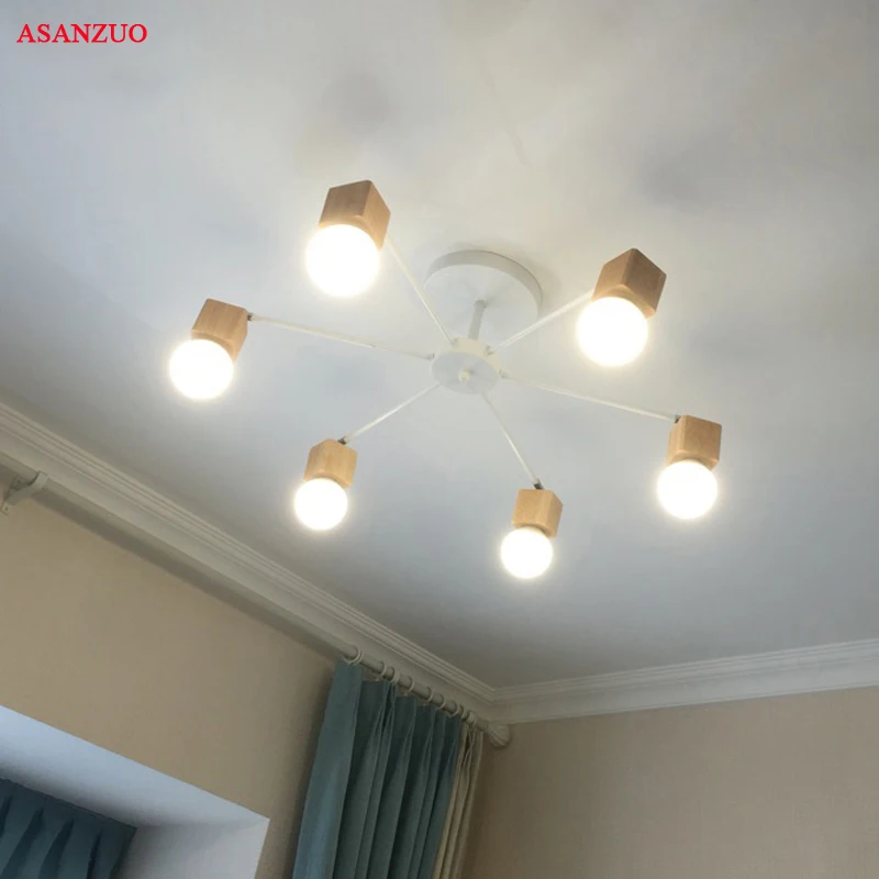 Скандинавский потолочный светильник из железного дерева современный домашний