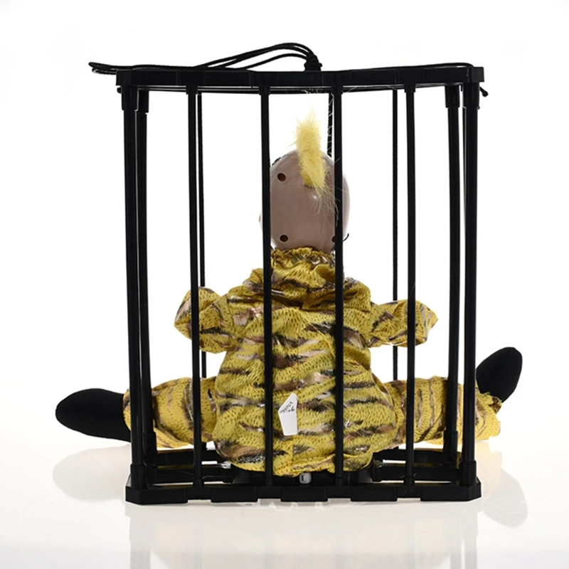 

D7WF Halloween Ghost Festival Haunted House Decor Horror Tricky Prop Induction Glowing Sounding Cage Prison Hanging Ghost