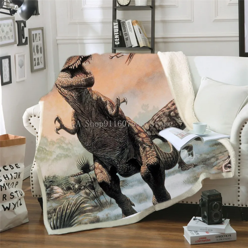 

Cartoon Jurassic Dinosaur Blanket For Kid Adult Winter Warm Animals Coral Fleece Throw Blanket Bed Bedspread Office Nap Blankets