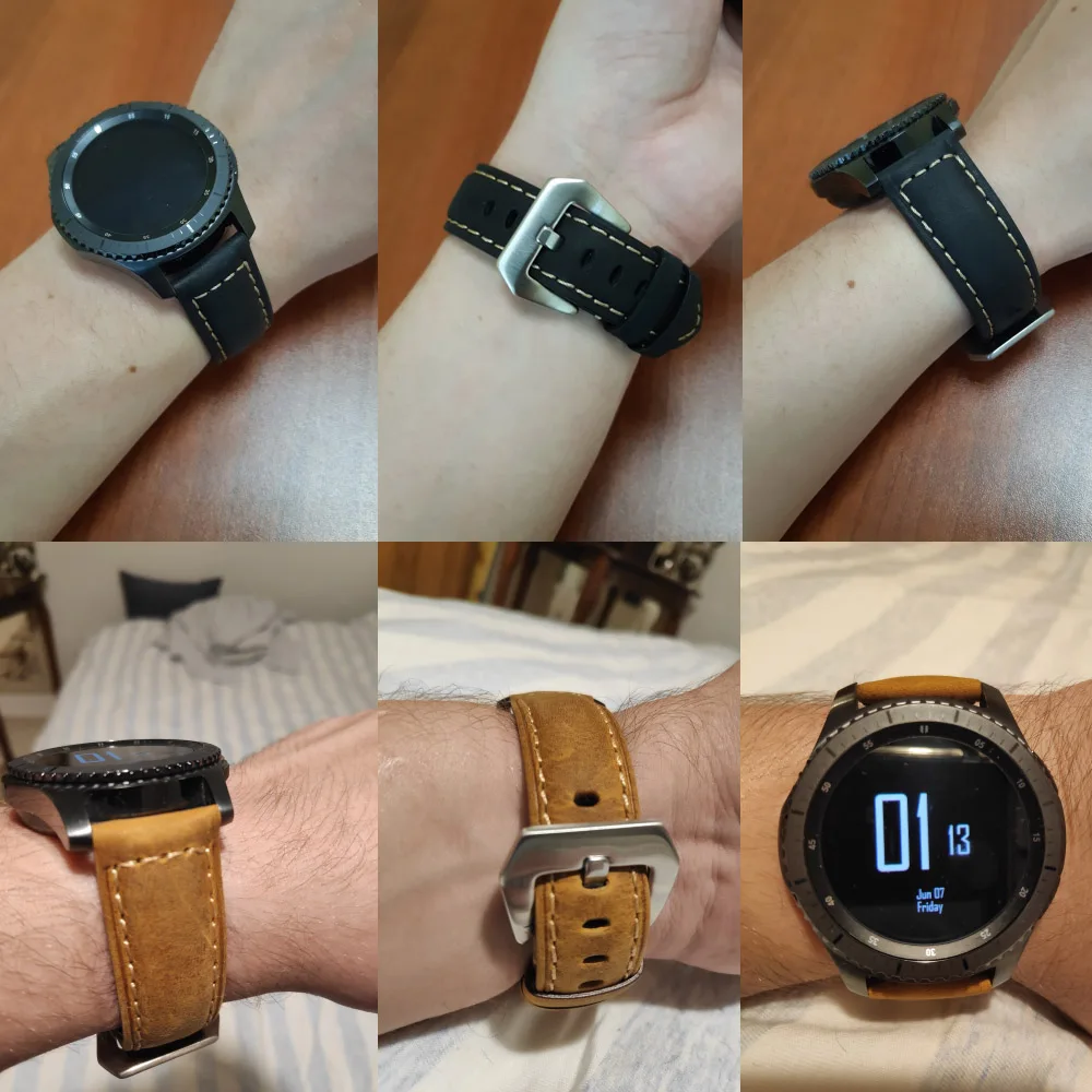 

Leather Strap for huawei watch gt For Samsung Gear S3 Classic Frontier galaxy watch 46mm Band 22MM Huami Amazfit Pace/Stratos 2