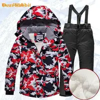 -30 degree Children clothing Set ski suit girl kids snowboard Waterproof outdoor thicken jacket pants boys clothes snowsuit teen