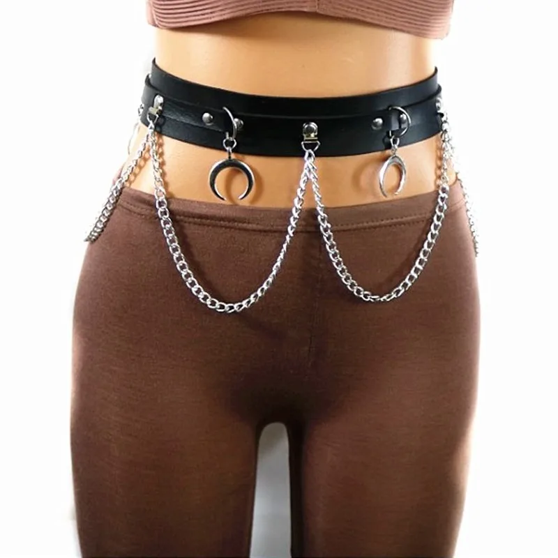 Женский ремень из искусственной кожи в готическом стиле с металлической