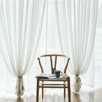 hot sale white tulle sheer light chiffon sag fabric balcony curtains for home living room in the kitchen window decoration