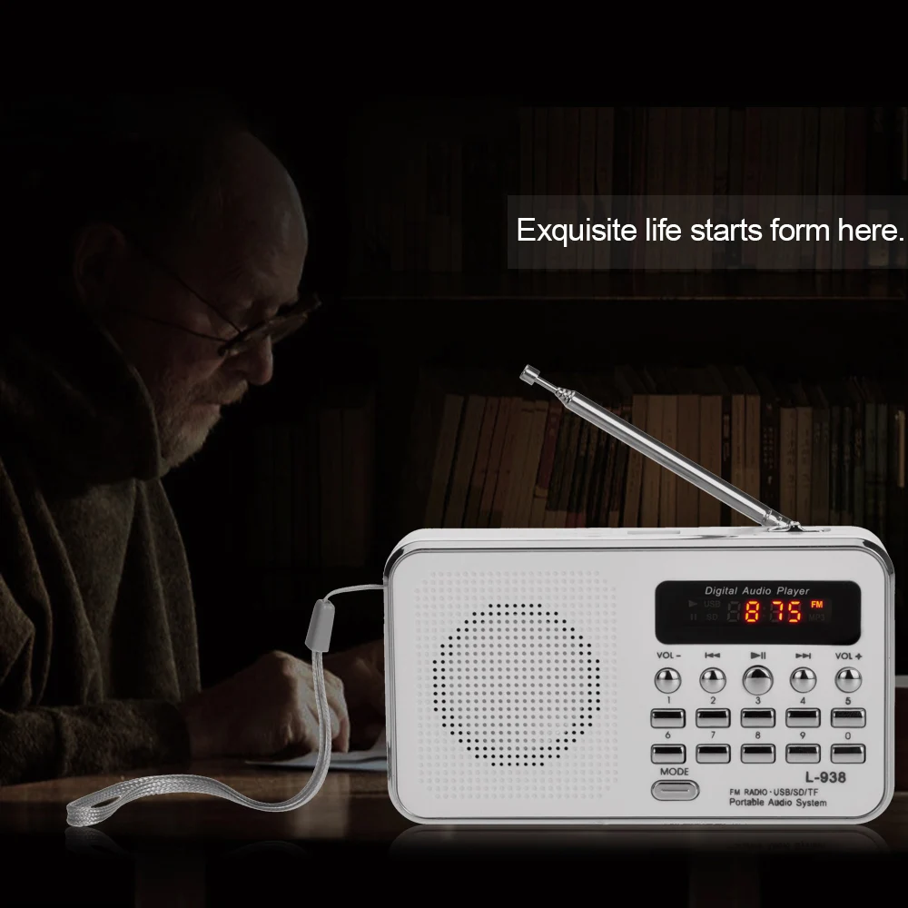 Цифровой портативный мини FM радиоприемник L 938 3 Вт стереоколонка mp3 плеер с