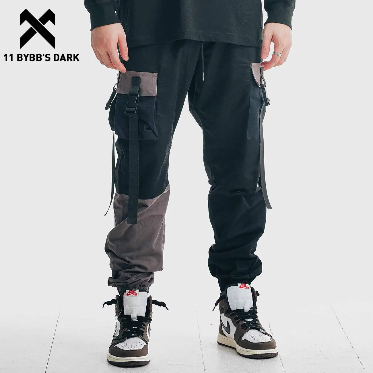 11 BYBB'S DARK Hip Hop Casual Trousers Techwear Cargo Pants Men Patchwork Ribbons Tactical Functional Joggers Pants Streetwear