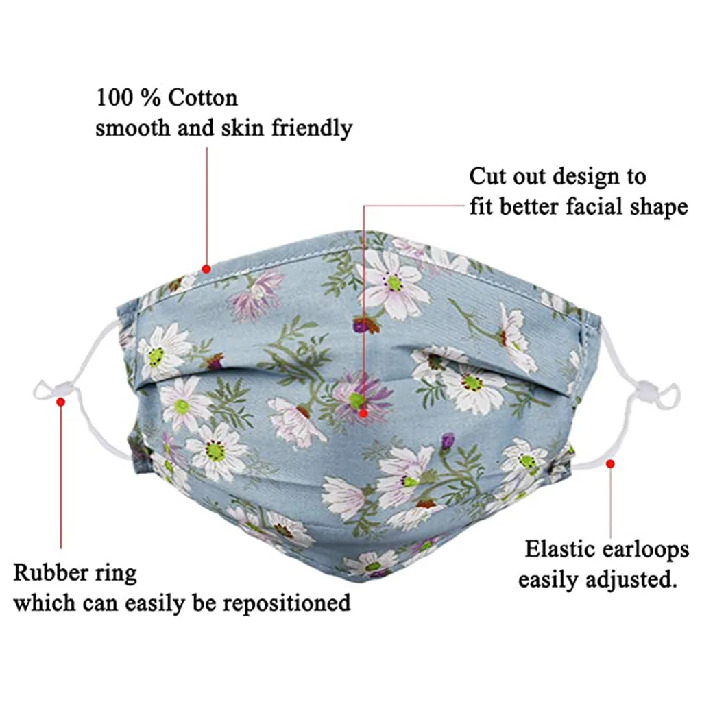 

Ruffle Floral Mask Adult Unisex Adjustable Reusable 3 layer Safet Protect Washable Face Mask Ootdoor Breathable Dustproof masque