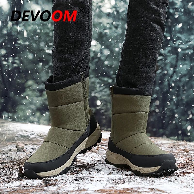 Мужские зимние кроссовки для активного отдыха теплые плюшевые меховые охотничьи