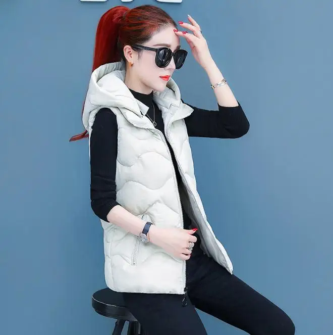 Новейшая модель Л/3Xl Женская куртка с капюшоном без рукавов осень зима хлопковая