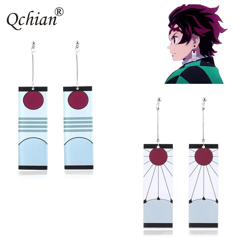 Серьги Kimetsu no Yaiba, Demon Slayer, Kamado Tanjirou, косплей, клипсы, серьги для женщин и мужчин, ювелирные изделия, реквизит, серьги-гвоздики, серьги