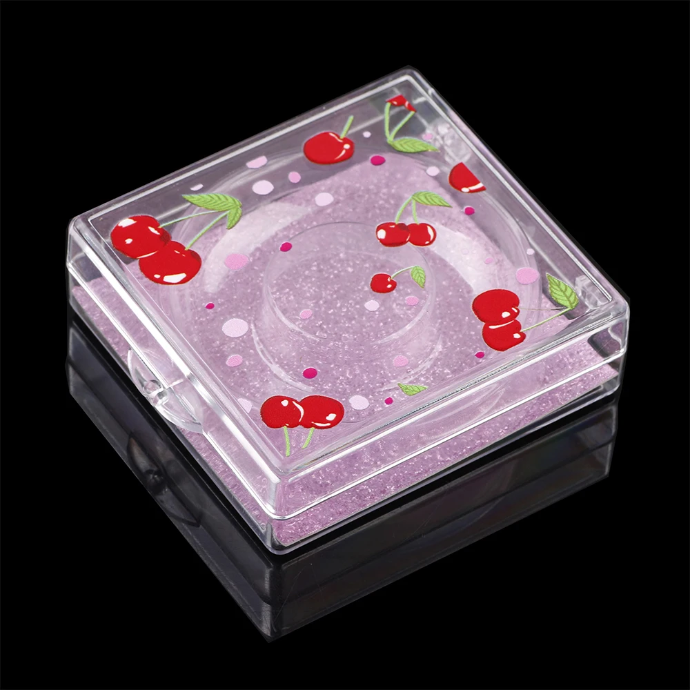 

2PCS Thickened Acrylic Eyelash Box Clear Tray Cherry Empty Packing For 25mm Lashes Single Pair Transparent Small Hard Container