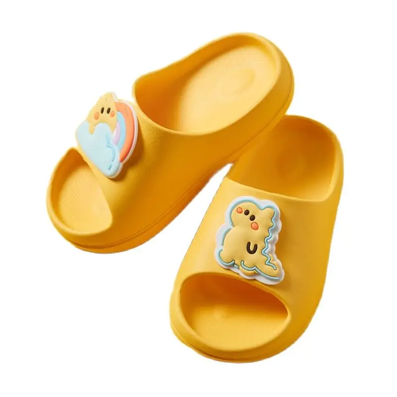 

Suihyung 2021 New Summer Children Shoes Kids Soft PVC Slippers Cute Cartoon Rainbow Dinosaur Sandals For Boy Girl Beach Slippers