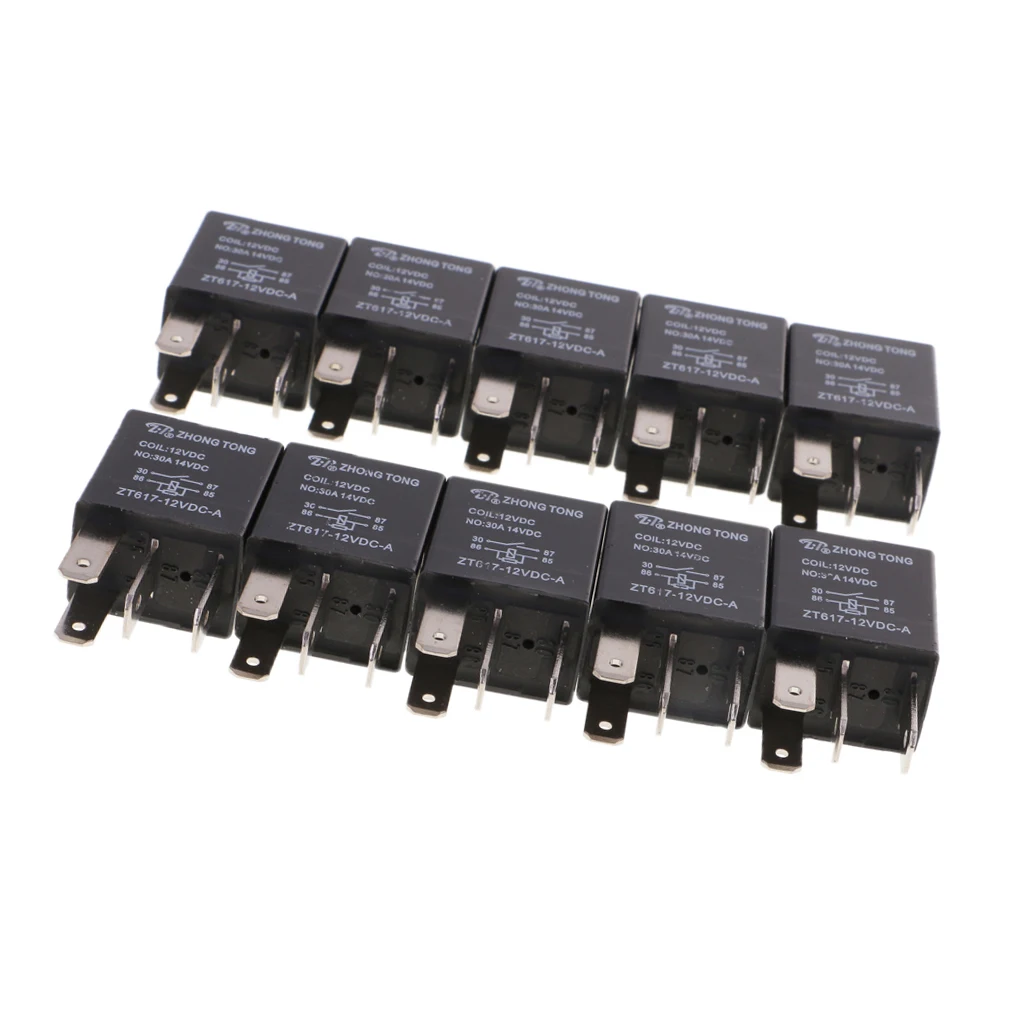 

10 Pieces Automotive Car 12V 4-Pin 30 Amp Relay Kit For Fuel Pump Light Horn