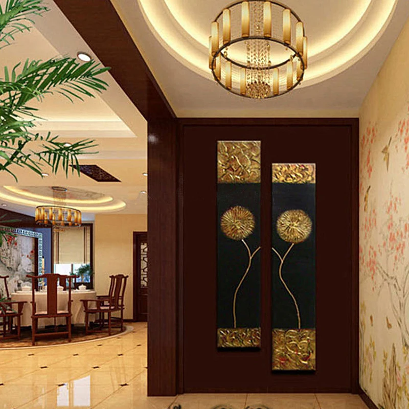 

100% Hand Painted Modern Abstract Oil Painting on Canvas 3D Golden Flowers Wall picture for Living Room corridor Decor Unframed