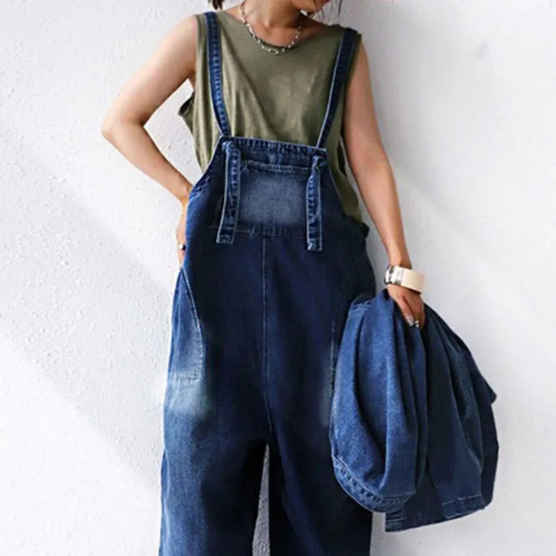 Повседневные джинсовые длинные Комбинезоны синие комбинезоны в ковбойском