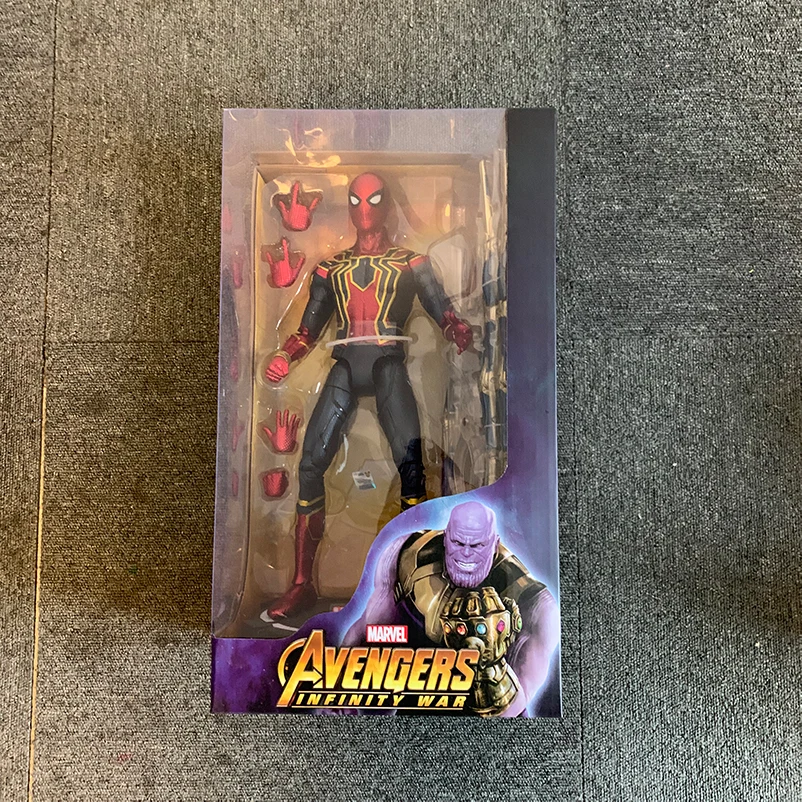 

Marvel Action Figure Avengers Iron Spider Luminous Base Movable Model Toys