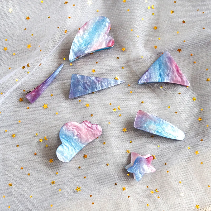 

Fashion Simple Women Quality Milky Way Galaxy Starry Gradient Glitter Clips Hair Clip Hair Accessories PJ-1123