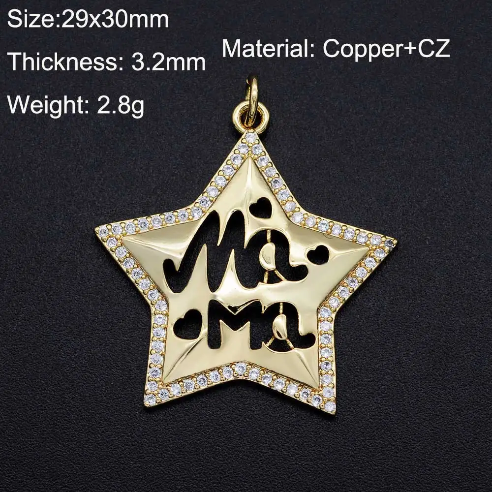 5 шт./лот 29x30 мм микро проложить CZ Мода Mama Star амулеты оптовая продажа 100% Медь