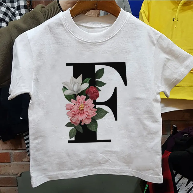 

Funny Vogue Girls Tops Summer Vogue Girl Shirt Retro Flower Alphabet Pretty Boys Tshirts O-neck Kids Tshirt Short Sleeve