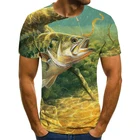 Новинка 2021, красивая Мужская модная Высококачественная футболка, повседневная мужская рубашка в стиле хип-хоп с 3D принтом рыбы и короткими рукавами, футболка