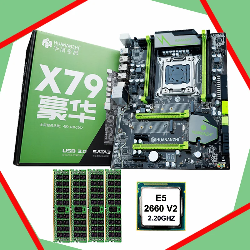 

2018 hot sell Brand HUANAN ZHI X79 LGA2011 motherboard with M.2 slot CPU Xeon E5 2660 V2 SR1AB 2.2GHz RAM 16G(4*4G) DDR3 REG ECC