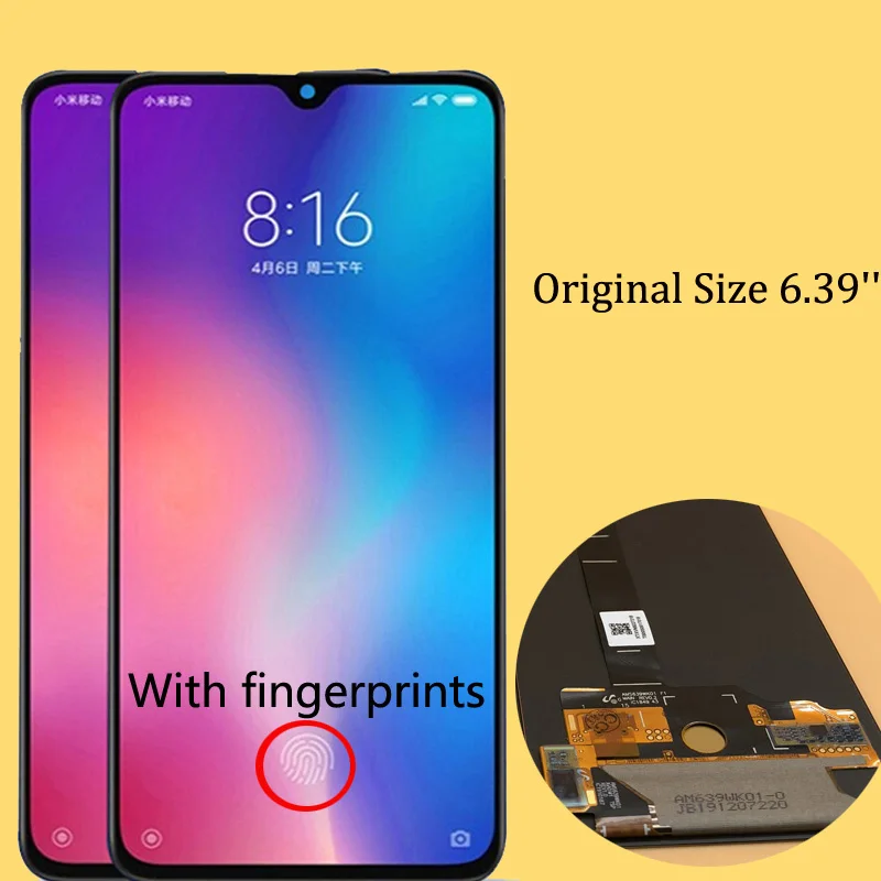 Оригинальный ЖК дисплей 6 39 дюйма с отпечатком пальца рамка для xiaomi Mi 9 Mi9 XiaoMi