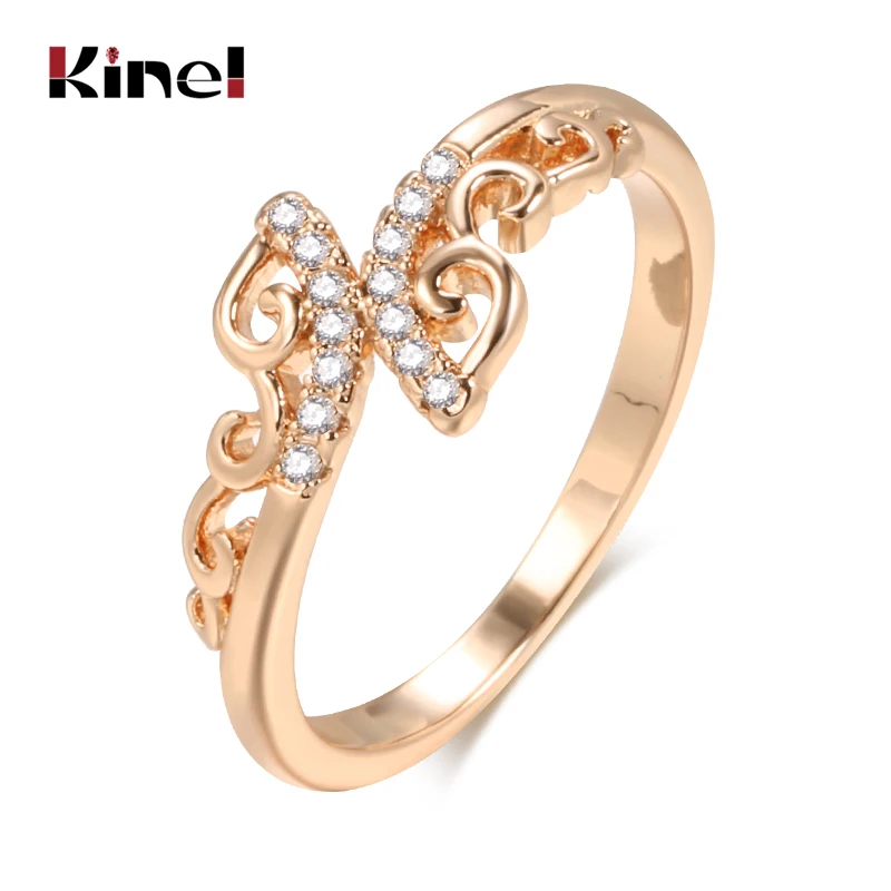 Женское кольцо из розового золота 2021 пробы с натуральным Цирконом