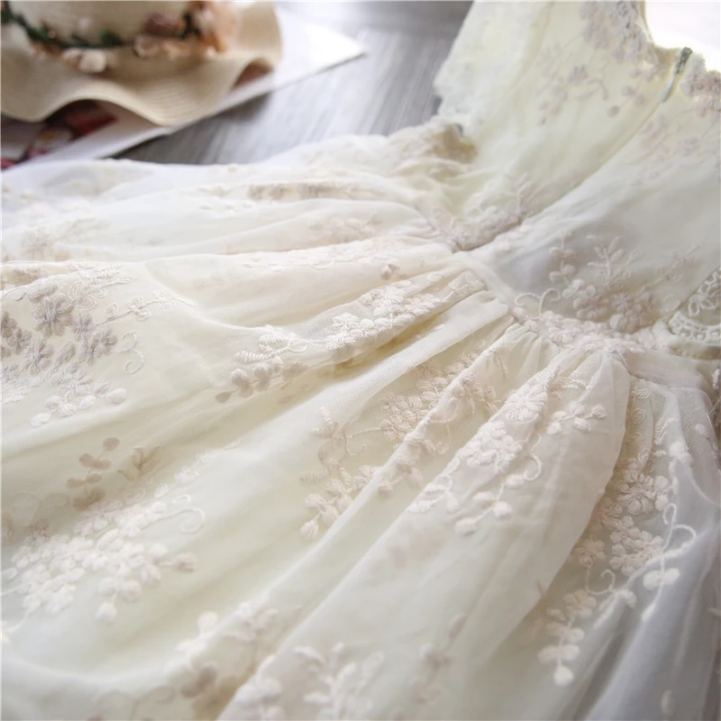 Flower Lace Tulle Girls Dress Children Princess Party Pageant Backless Clothes Kids Dresses for Wedding Evening Clothing | Детская