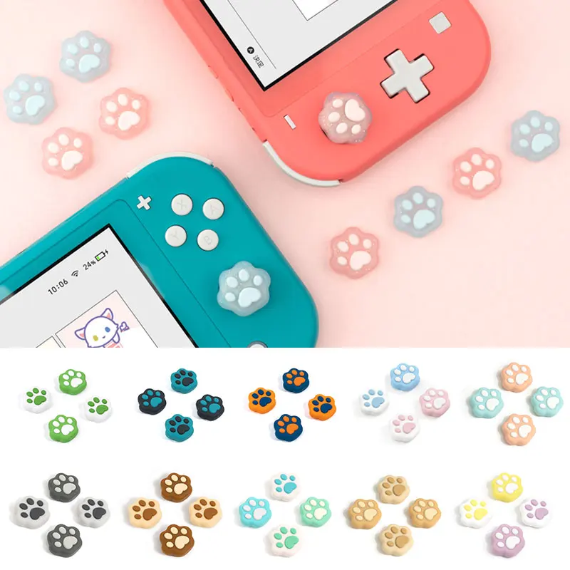 Colorful Cat Paw Switch Thumb Grip Cap 4 PCS Joystick Protective Cover NS Lite Thumbstick Case For Nintendo Switch Accessories