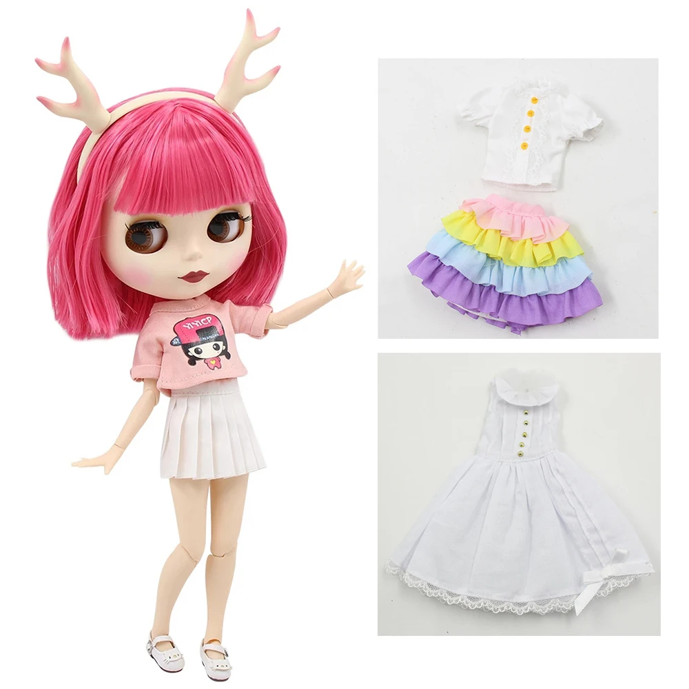 ICY DBS Blyth doll Clothes Christmas Gift toy rainbow dress white shirt white skirt anime outfits