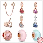 Женский браслет Пандора из серебра 925 пробы, с синим, красным и фиолетовым паве