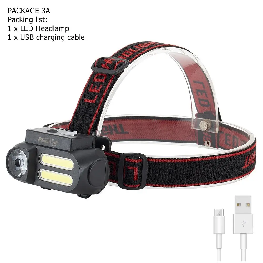 PACKAGE 3A Alonefire HP41 Портативный Миниатюрный светодиодный налобный фонарь, рабочий свет, водонепроницаемая фара, используйте 18650 Аккумулятор для ночного освещения, фонарик - Испускаемый цвет: PACKAGE 3A