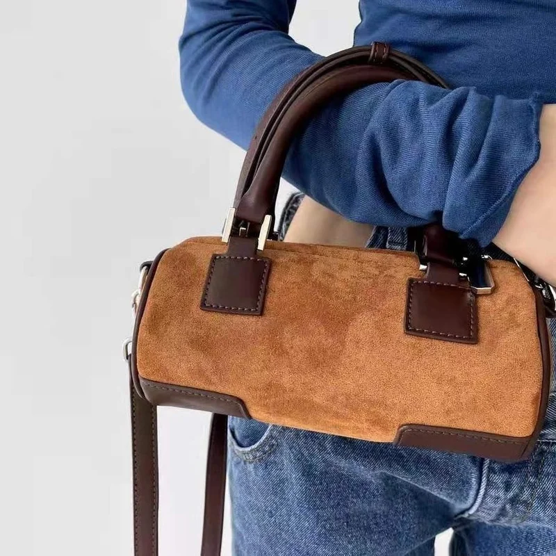 

Осенне-зимняя новая коллекция 2021 года, нишевая бархатная сумка-цилиндр, сумка для подушки, Диагональная Сумка через плечо, мини-сумка, сумки ...